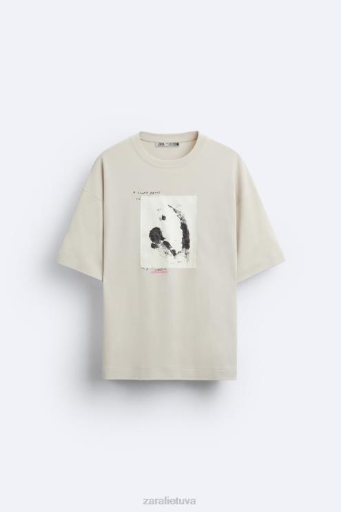 vyrų Zara marškinėliai su mišriomis juostelėmis taupiai ruda apranga 4N4881199