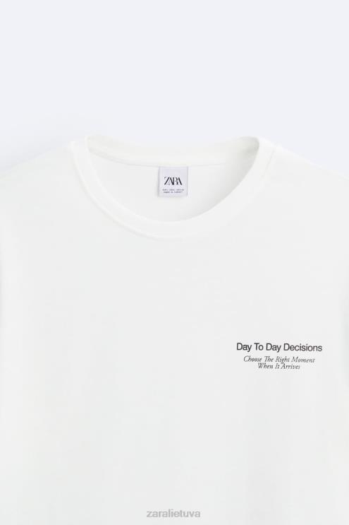 vyrų Zara marškinėliai su spausdinta nuotrauka austrių baltumo apranga 4N4881192