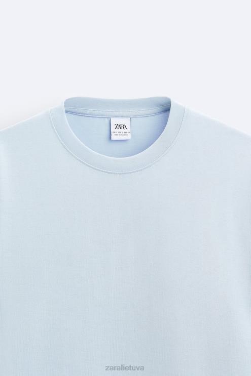 vyrų Zara sunkaus svorio marškinėliai šviesiai mėlynas apranga 4N4881211