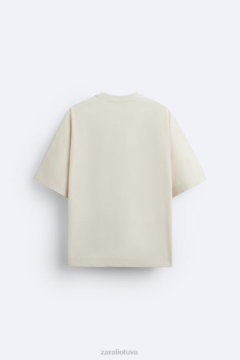 vyrų Zara techniniai kišeniniai marškinėliai smėlio spalvos apranga 4N4881194