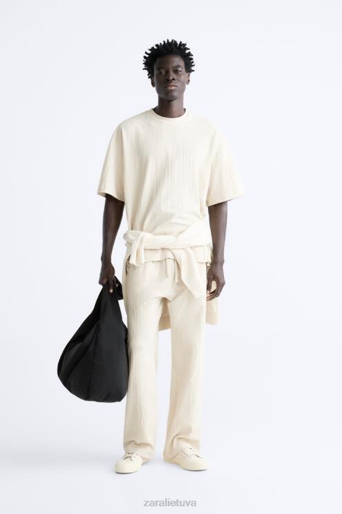 vyrų Zara tekstūruotos marškinėliai taupiai ruda apranga 4N4881201