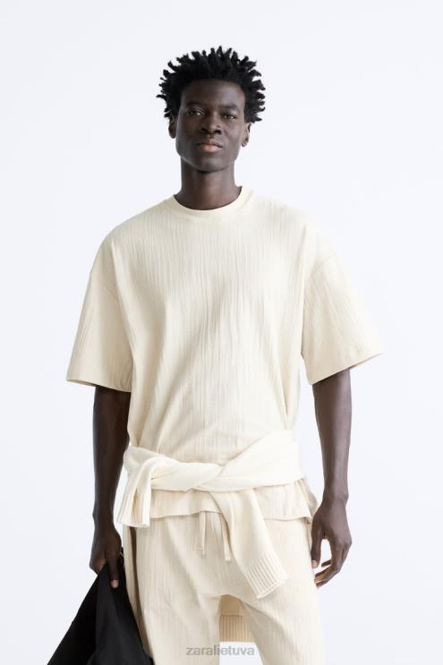 vyrų Zara tekstūruotos marškinėliai taupiai ruda apranga 4N4881201