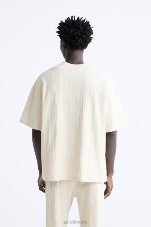 vyrų Zara tekstūruotos marškinėliai taupiai ruda apranga 4N4881201