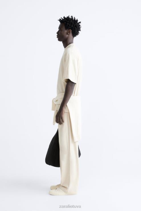 vyrų Zara tekstūruotos marškinėliai taupiai ruda apranga 4N4881201