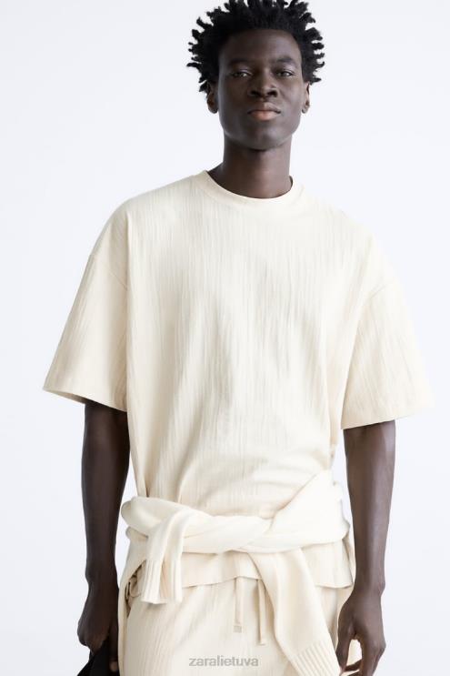 vyrų Zara tekstūruotos marškinėliai taupiai ruda apranga 4N4881201