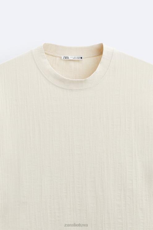 vyrų Zara tekstūruotos marškinėliai taupiai ruda apranga 4N4881201