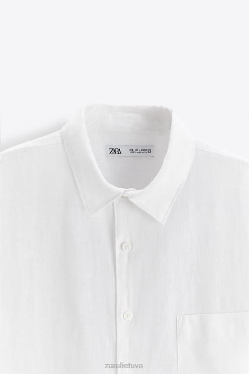 vyrų Zara 100% lininiai marškiniai baltas apranga 4N4881023