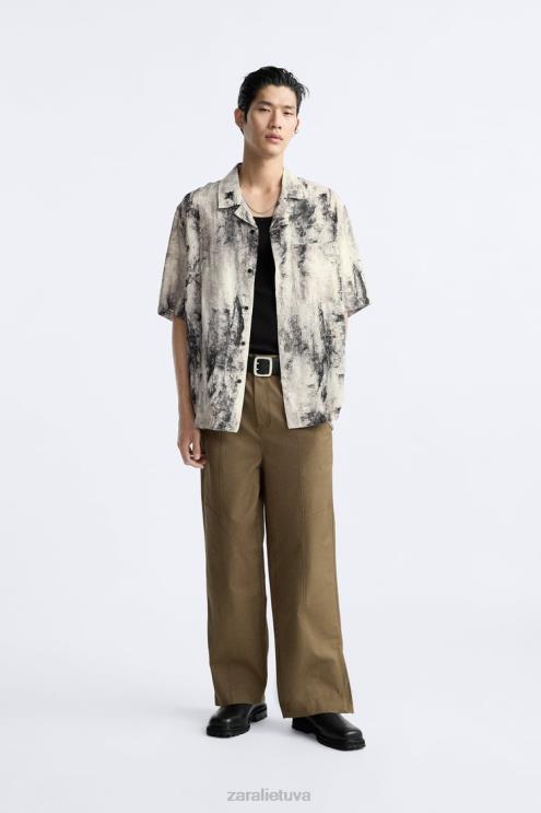 vyrų Zara abstrakčios spaudos marškinėliai atspausdinta apranga 4N488987