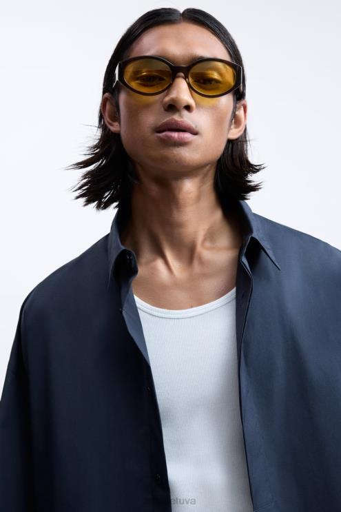 vyrų Zara boxy fit marškinėliai ribotas leidimas tamsiai mėlyna apranga 4N4881186