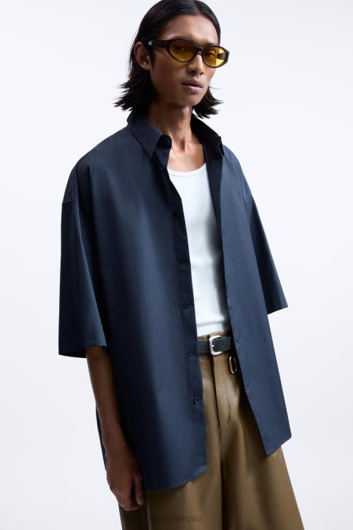 vyrų Zara boxy fit marškinėliai ribotas leidimas tamsiai mėlyna apranga 4N4881186