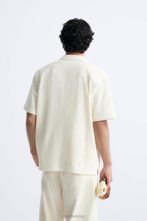vyrų Zara dryžuoti žakardo marškiniai ekru apranga 4N488992