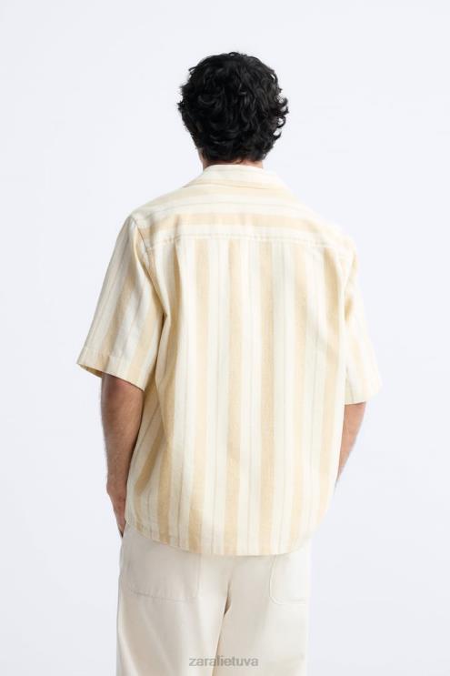 vyrų Zara dryžuoti žakardo marškiniai geltona apranga 4N488993