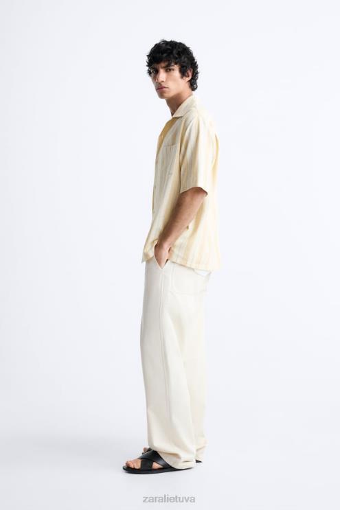 vyrų Zara dryžuoti žakardo marškiniai geltona apranga 4N488993