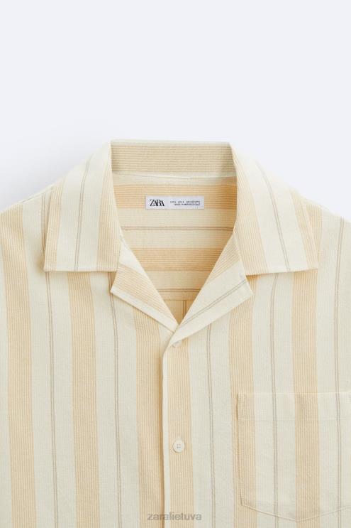 vyrų Zara dryžuoti žakardo marškiniai geltona apranga 4N488993