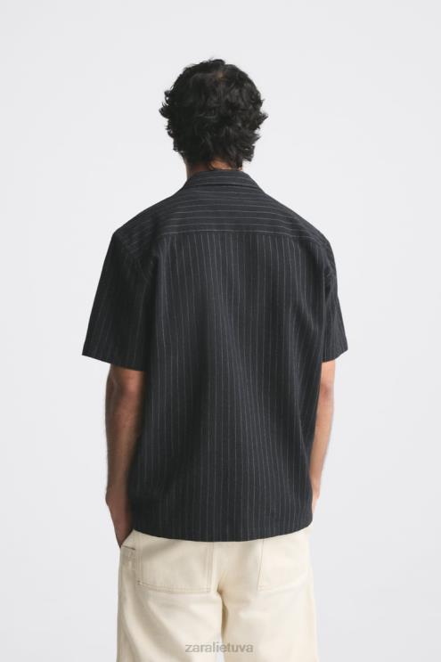 vyrų Zara dryžuoti marškiniai juodas apranga 4N4881001