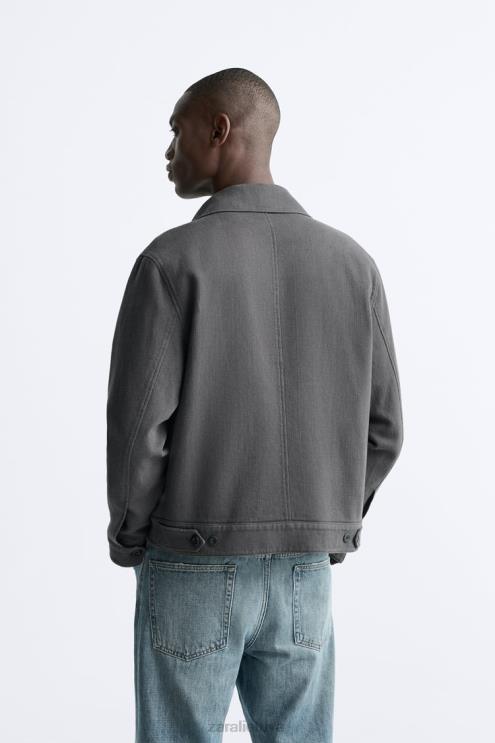 vyrų Zara kišeniniai marškinėliai anglies pilka apranga 4N4881175