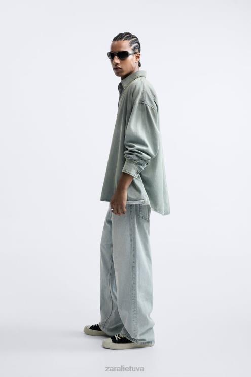 vyrų Zara laisvo stiliaus džinsiniai marškinėliai rašalo mėlyna apranga 4N488982