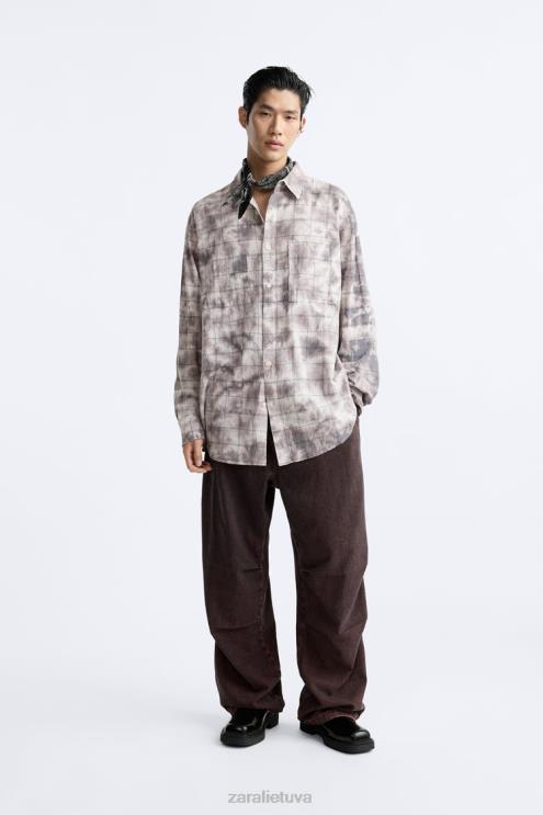 vyrų Zara languoti kaklaraiščio dažymo marškinėliai įvairių apranga 4N4881191