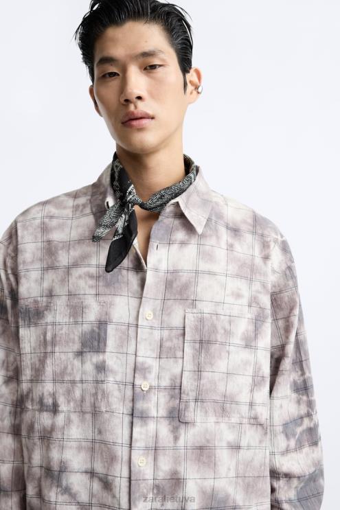 vyrų Zara languoti kaklaraiščio dažymo marškinėliai įvairių apranga 4N4881191