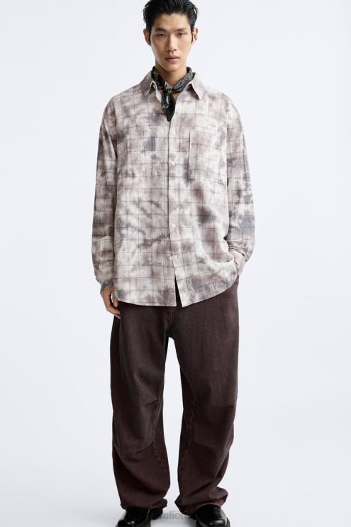 vyrų Zara languoti kaklaraiščio dažymo marškinėliai įvairių apranga 4N4881191