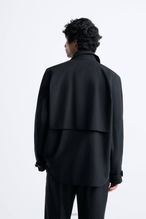 vyrų Zara medvilniniai - lininiai marškinėliai antracito pilka apranga 4N4881173