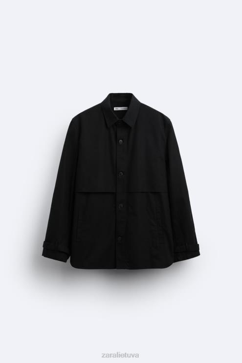 vyrų Zara medvilniniai - lininiai marškinėliai antracito pilka apranga 4N4881173