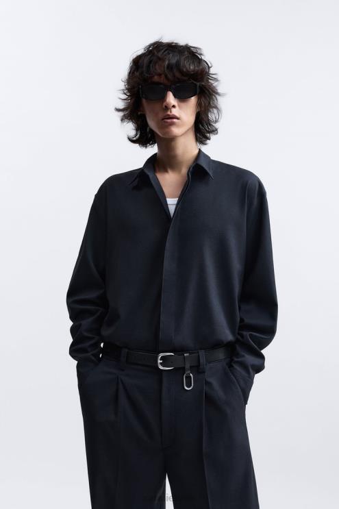 vyrų Zara negabaritinių marškinėlių ribotas leidimas tamsiai mėlyna apranga 4N4881188