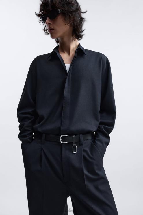 vyrų Zara negabaritinių marškinėlių ribotas leidimas tamsiai mėlyna apranga 4N4881188