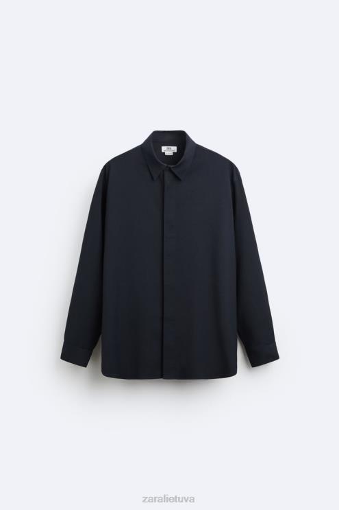 vyrų Zara negabaritinių marškinėlių ribotas leidimas tamsiai mėlyna apranga 4N4881188