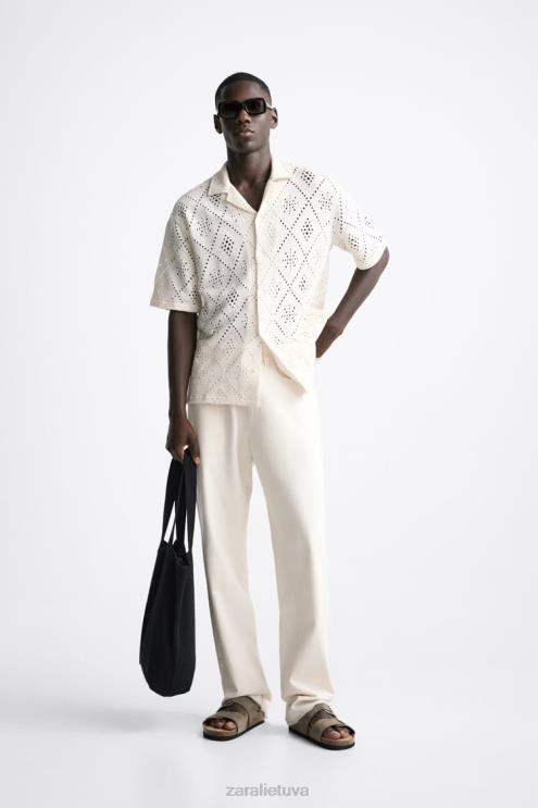 vyrų Zara nerti tekstūruoti marškiniai austrių baltumo apranga 4N4881012