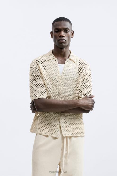 vyrų Zara nerti tekstūruoti marškiniai baltas apranga 4N4881010