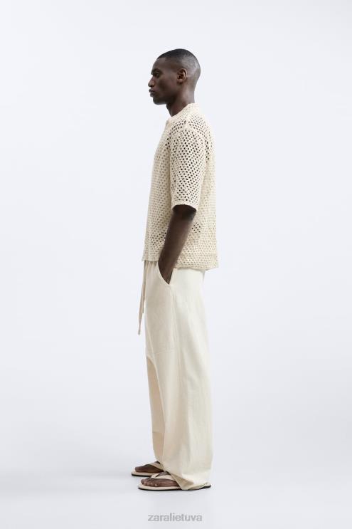 vyrų Zara nerti tekstūruoti marškiniai baltas apranga 4N4881010