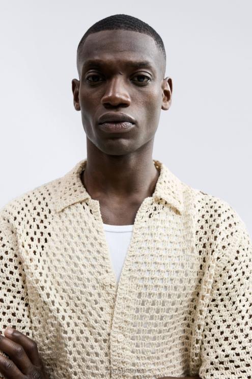 vyrų Zara nerti tekstūruoti marškiniai baltas apranga 4N4881010