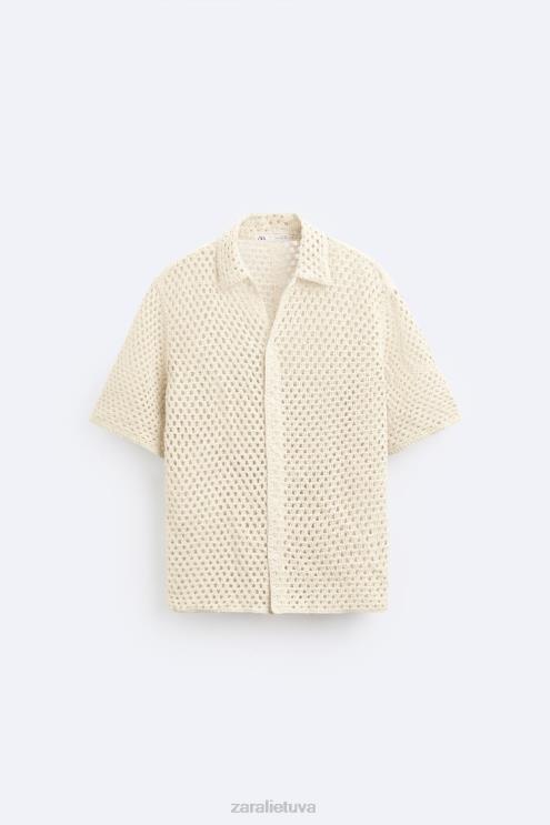 vyrų Zara nerti tekstūruoti marškiniai baltas apranga 4N4881010