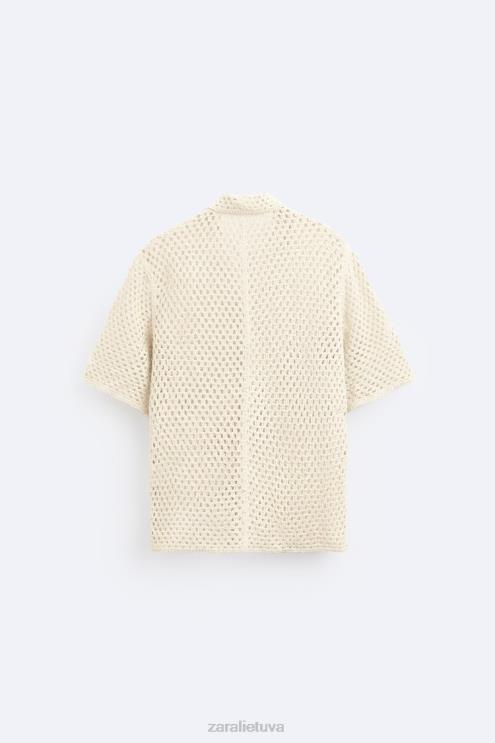 vyrų Zara nerti tekstūruoti marškiniai baltas apranga 4N4881010