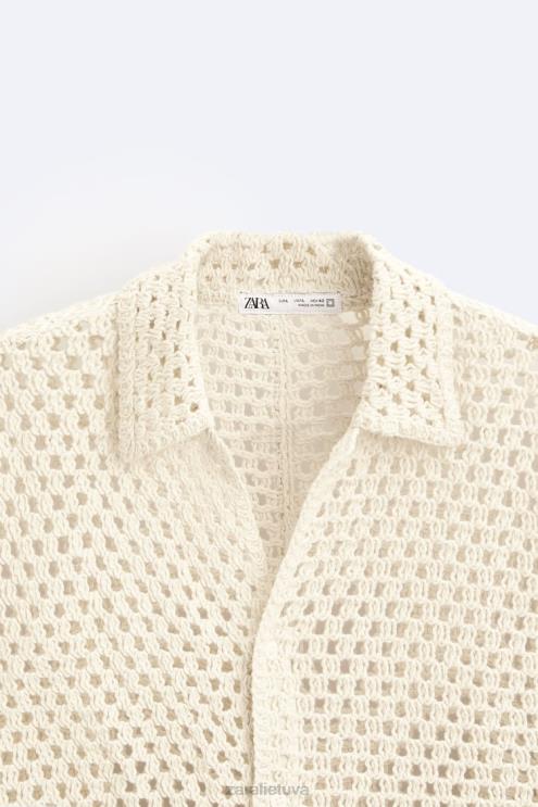 vyrų Zara nerti tekstūruoti marškiniai baltas apranga 4N4881010