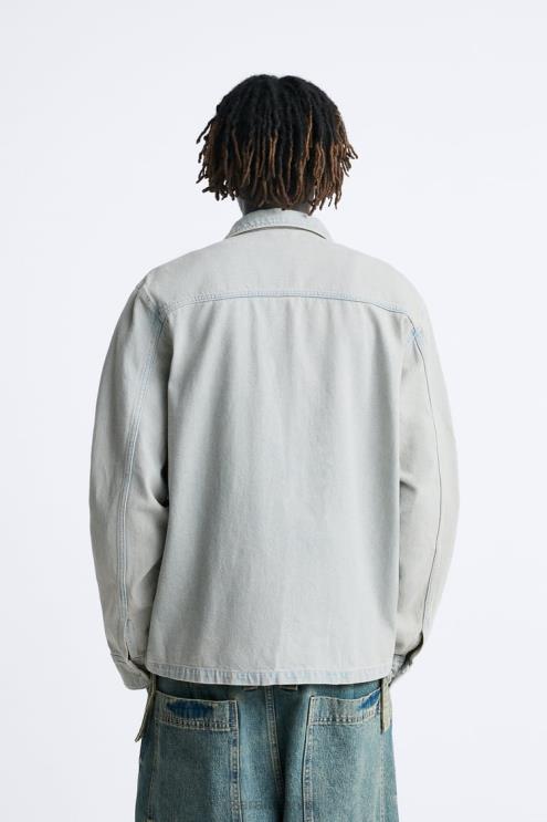 vyrų Zara perdažyti džinsiniai marškiniai mėlyna apranga 4N488981