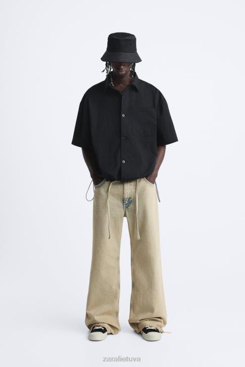 vyrų Zara reguliuojamo krašto marškinėliai juodas apranga 4N488988