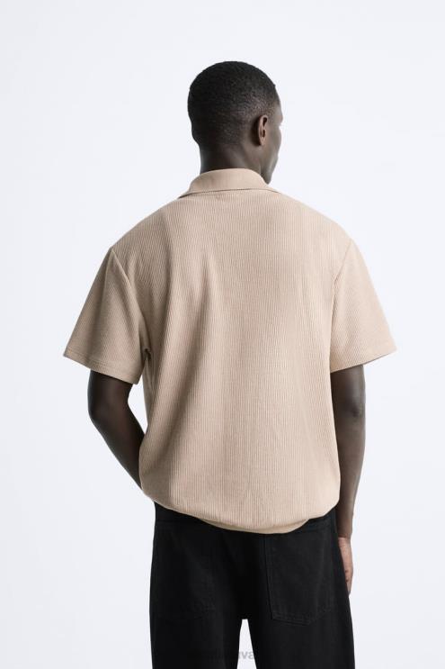 vyrų Zara struktūriniai marškiniai šviesiai ruda apranga 4N488994