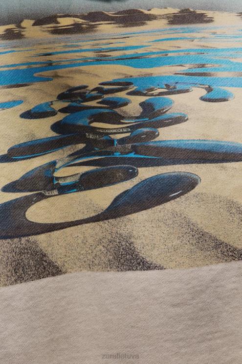 vyrų Zara Hathanan rašto megztinis su gobtuvu ekru apranga 4N4881077