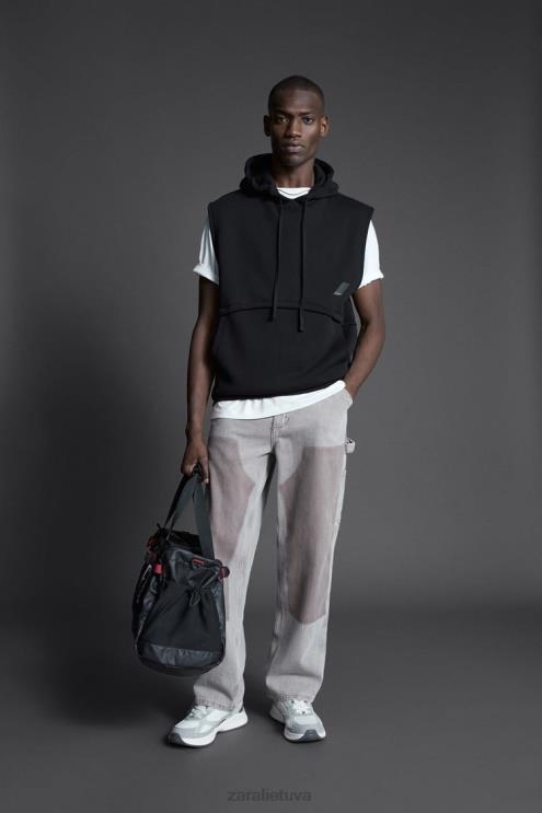 vyrų Zara boksininko treniruočių megztinis juodas apranga 4N4881049