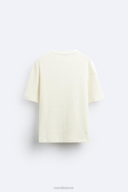 vyrų Zara briaunotas megztinis austrių baltumo apranga 4N4881063