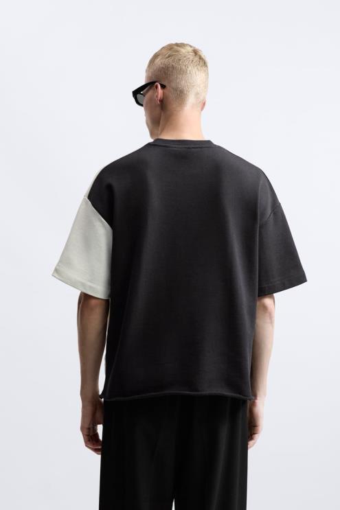 vyrų Zara colorblock megztinis juoda balta apranga 4N4881059