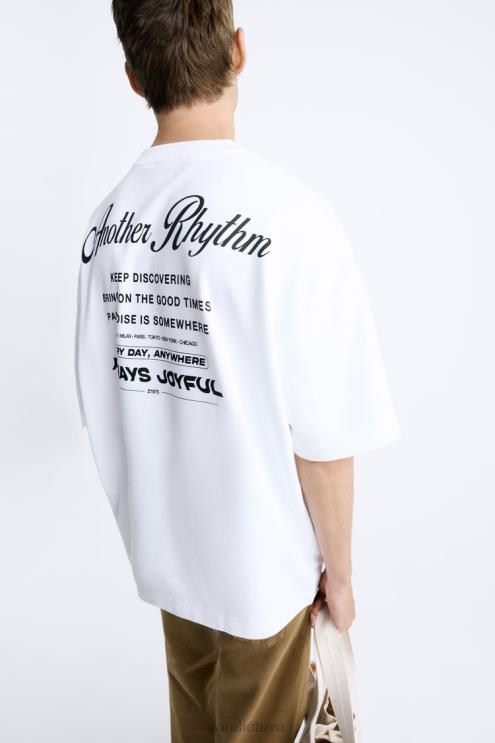 vyrų Zara kontrastingo rašto megztinis baltas apranga 4N4881068