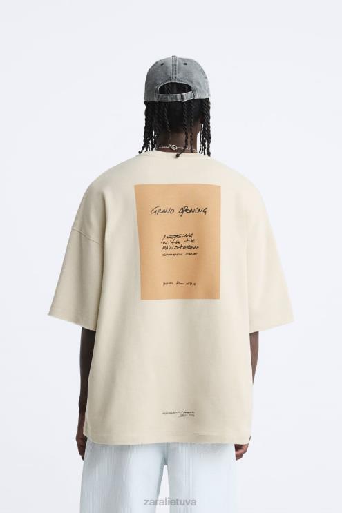 vyrų Zara kontrastingo rašto megztinis taupiai ruda apranga 4N4881058