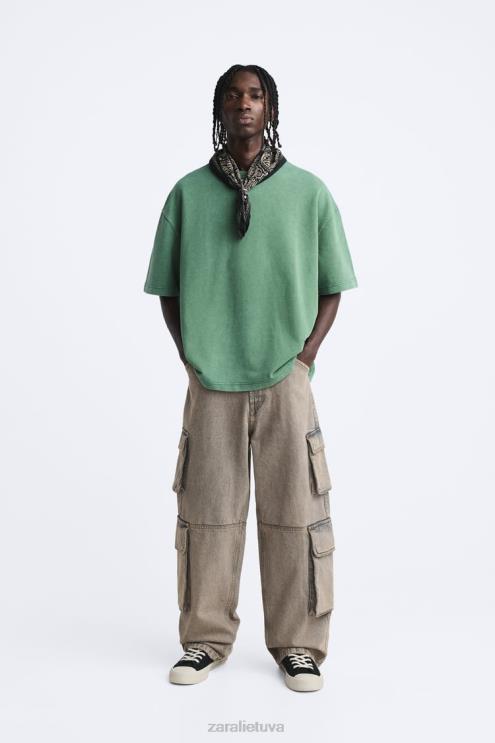 vyrų Zara kontrastingo teksto megztinis žalias apranga 4N4881057