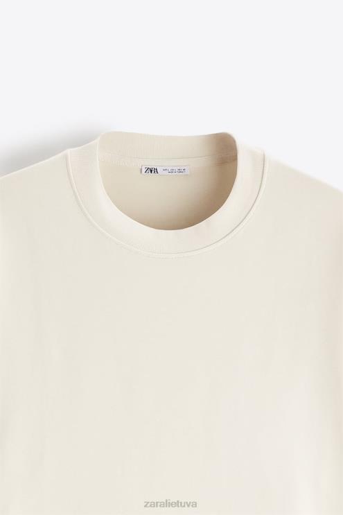 vyrų Zara kontrastingo vamzdžio megztinis austrių baltumo apranga 4N4881062