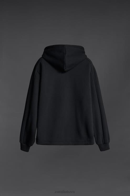 vyrų Zara megztinis su amžinu džemperiu juodas apranga 4N4881048