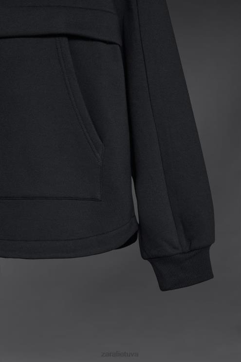 vyrų Zara megztinis su amžinu džemperiu juodas apranga 4N4881048