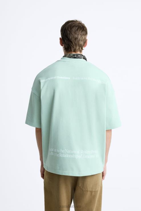 vyrų Zara megztinis su margintu tekstu pilka apranga 4N4881071